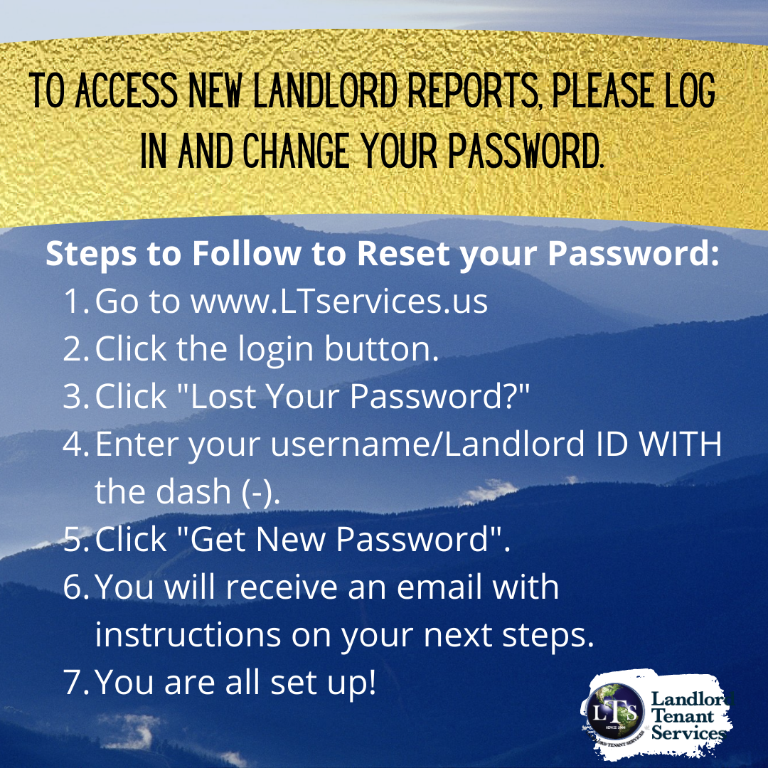 Landlord Tenant Services, Instructions to Change Password